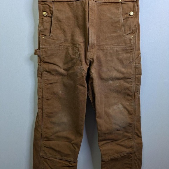 Carhartt brown overalls with adjustable straps 34x32 Bibs Double Knee Canvas - Picture 4 of 8
